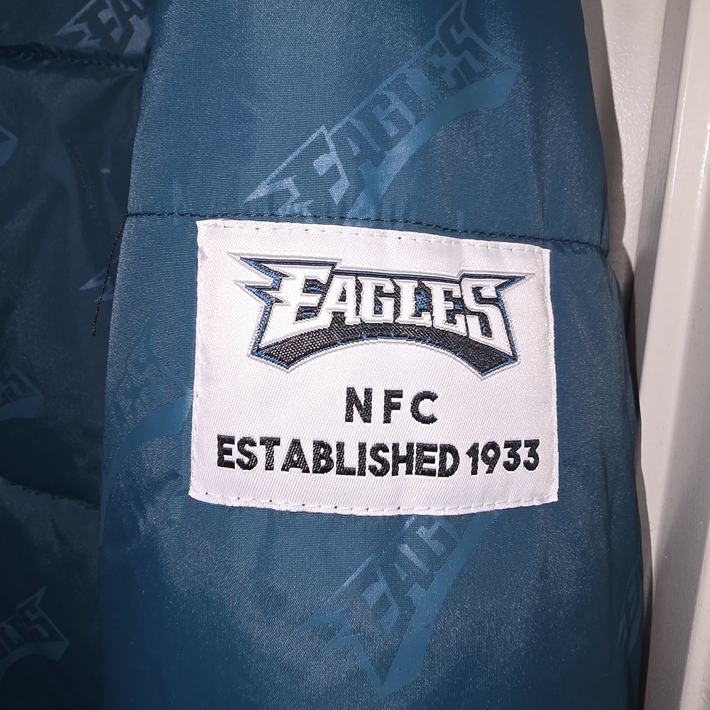 Philadelphia Eagles NFL Teal Puffer Jacket - Picture 5 of 7
